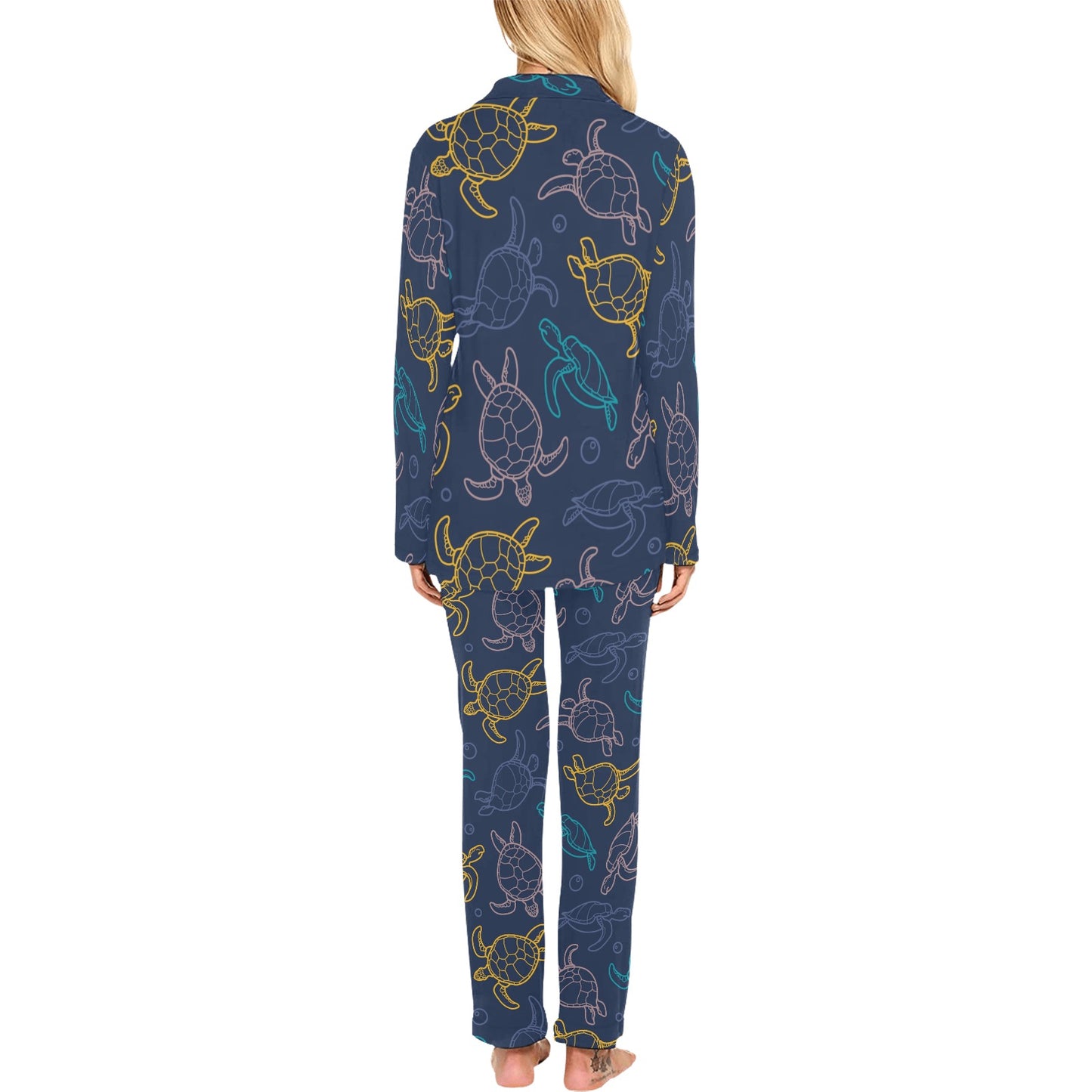 Sea Turtle Baby Print Women's Long Pajama Set