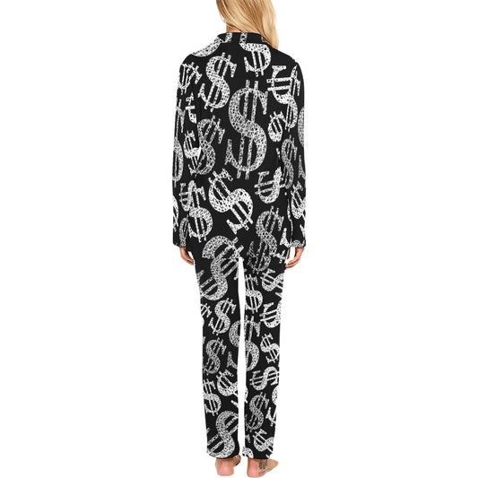 Money Pattern Print Design 02 Women's Long Pajama Set