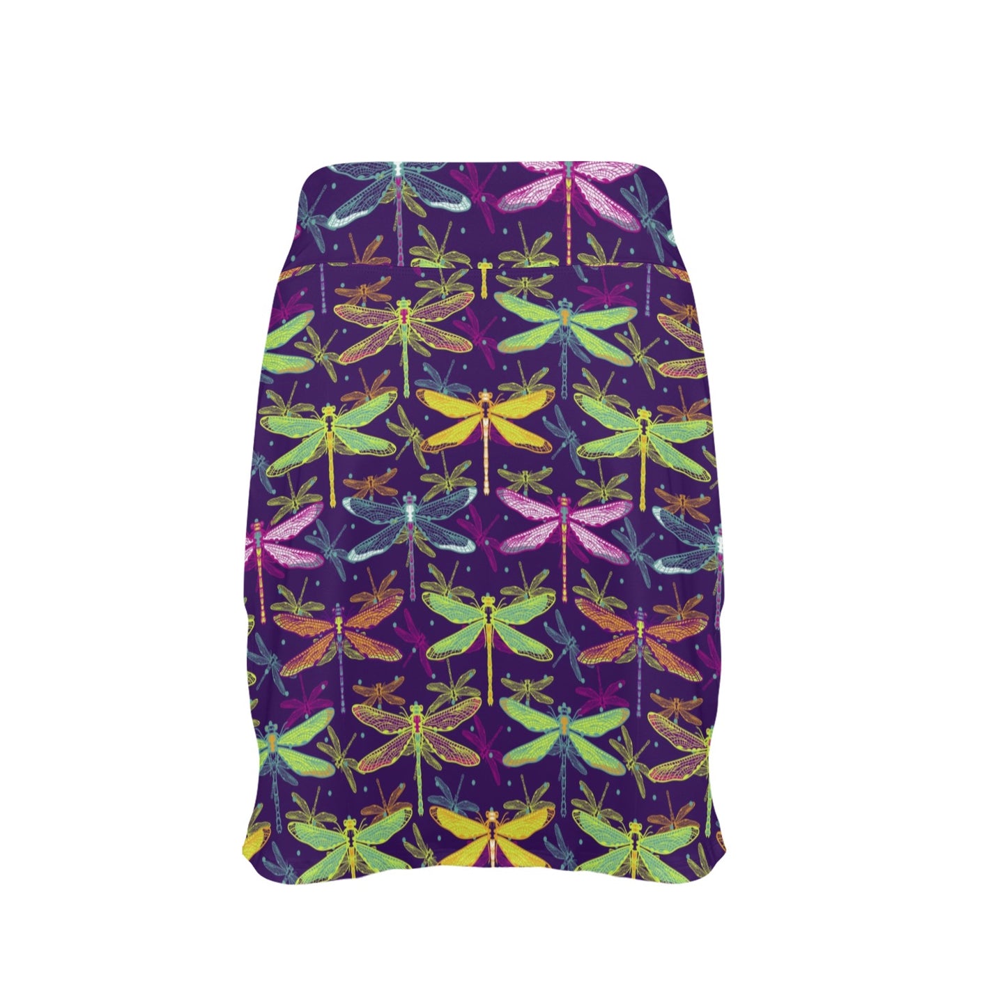 Dragonfly Neon Color Print Pattern 17" Golf & Pickleball Skort with Pockets