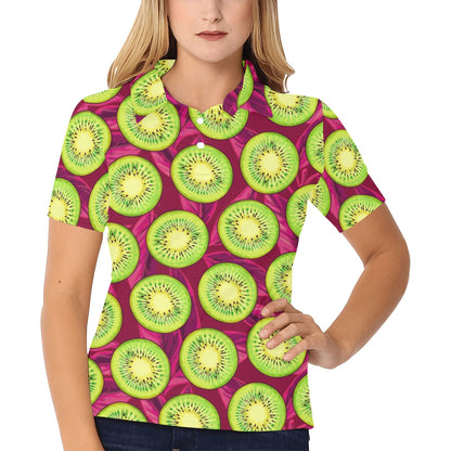 Kiwi Pattern Print Design KW05 Women's Polo Shirt