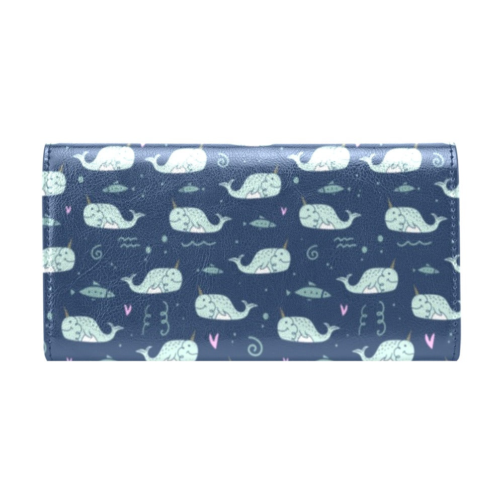 Narwhal Design Print Women's Trifold Wallet