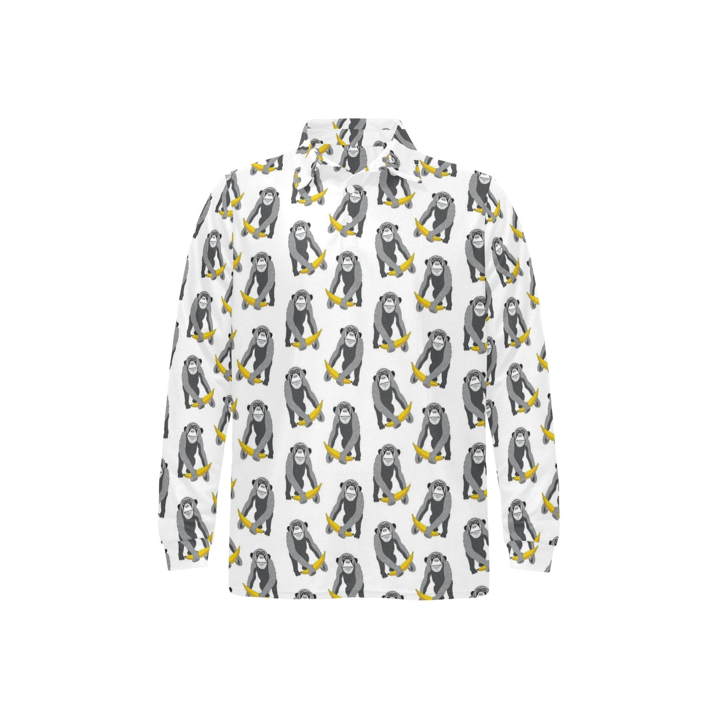 Chimpanzee Pattern Print Design 05 Long Sleeve Polo Shirt For Men's