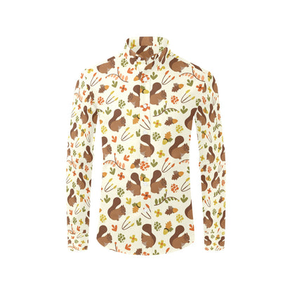 Squirrel Print Design LKS3010 Men's Long Sleeve Dress Shirt