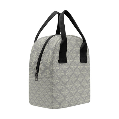 Damask Grey Elegant Print Pattern Insulated Lunch Bag