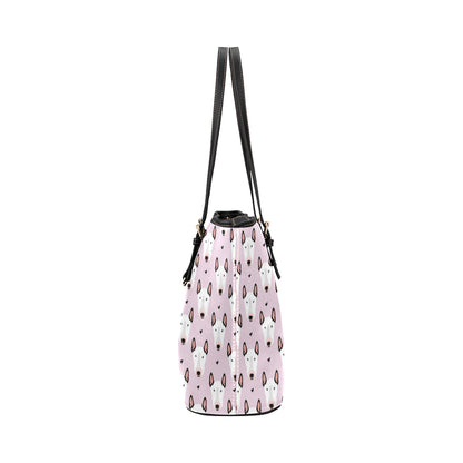 Bull Terrier Pink Print Pattern Leather Tote Bag