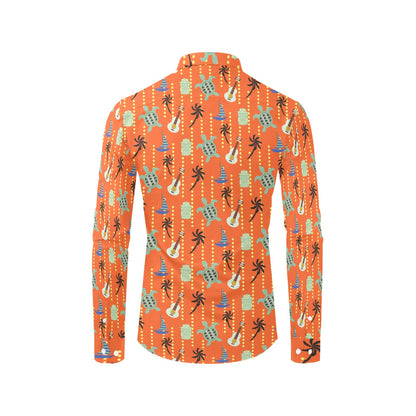 Ukulele Print Design LKS402 Men's Long Sleeve Dress Shirt