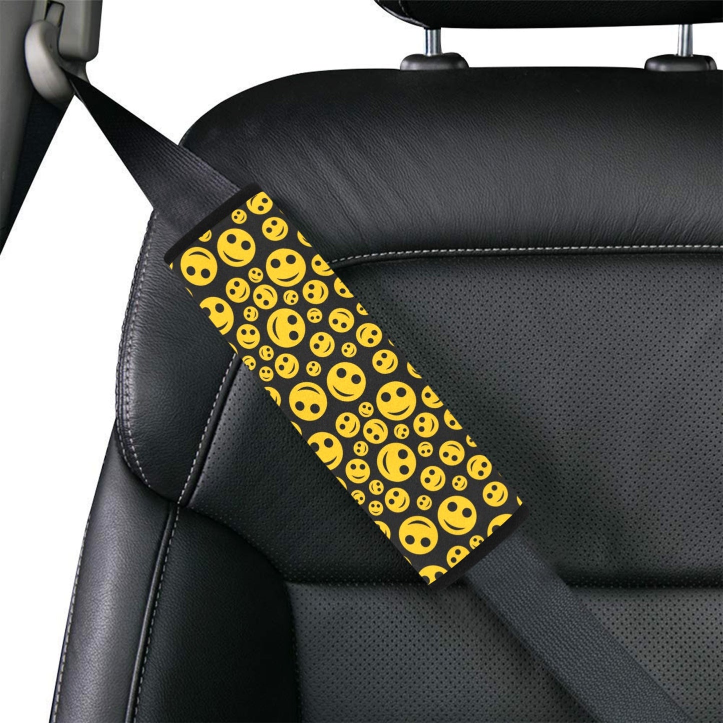 Smiley Face Emoji Print Design LKS304 Car Seat Belt Cover