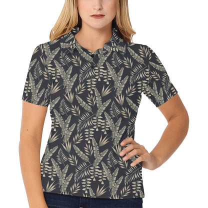 Banana Leaf Pattern Print Design 07 Women's Polo Shirt
