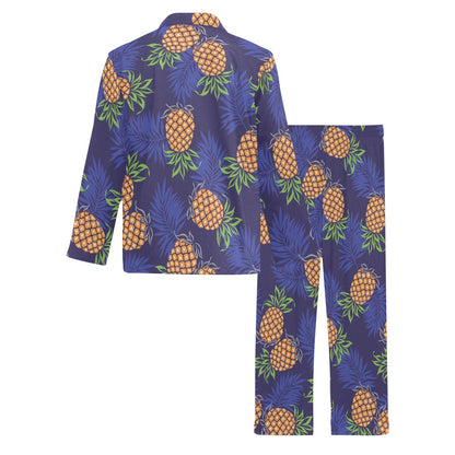 Pineapple Pattern Print Design PP02 Men's Long Pajama Set