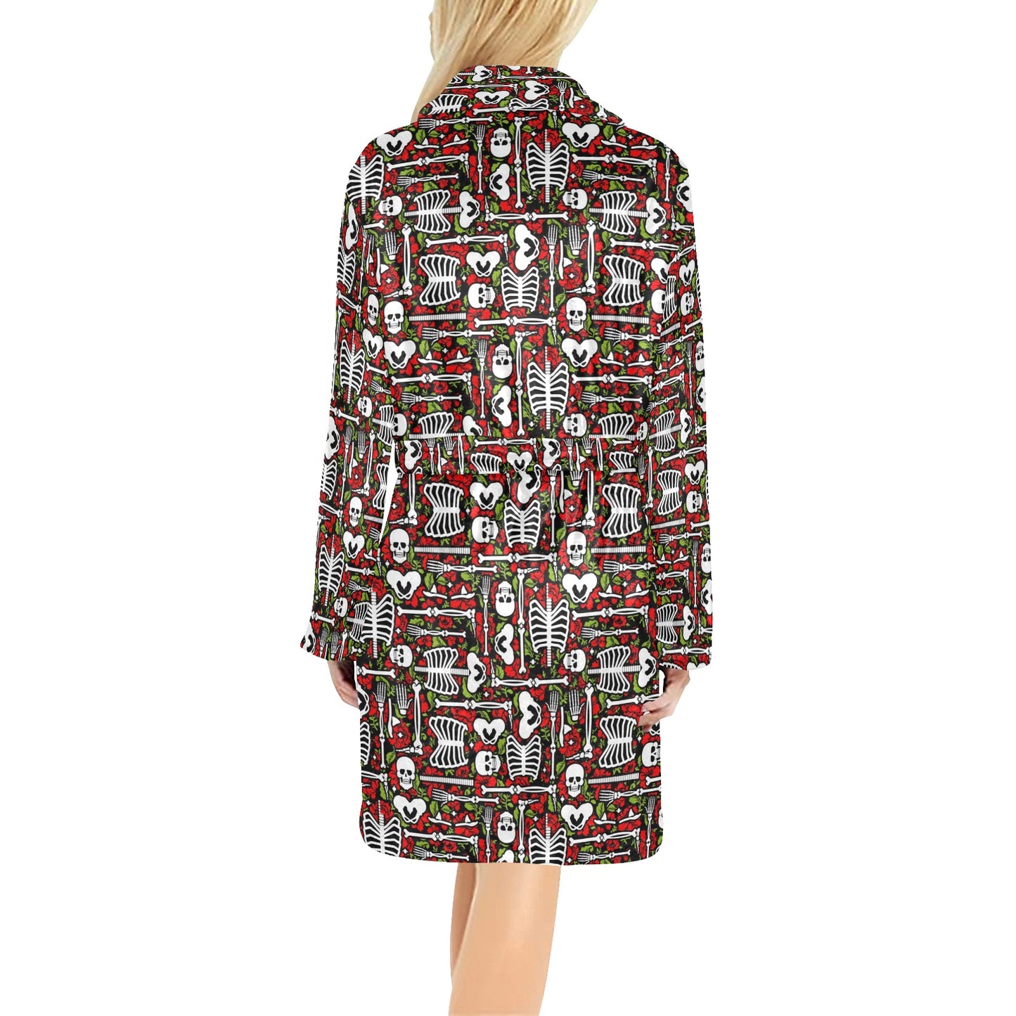 Skeleton Pattern Print Women's Fleece Robe