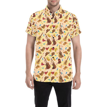 Western Lifestyle Print Design LKS303 Men Short Sleeve Button Up Shirt