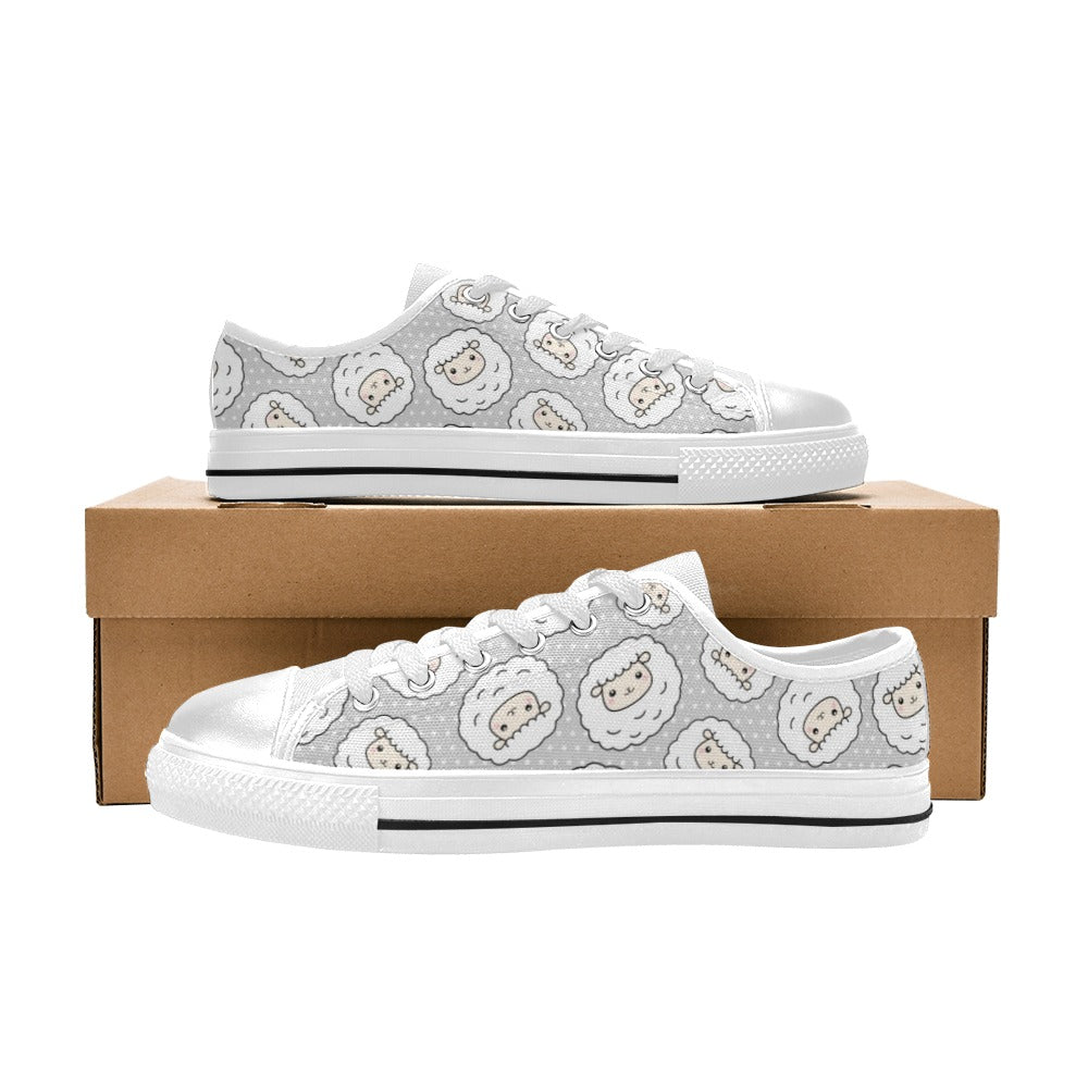 Sheep Print Design LKS401 Women's White Low Top Shoes