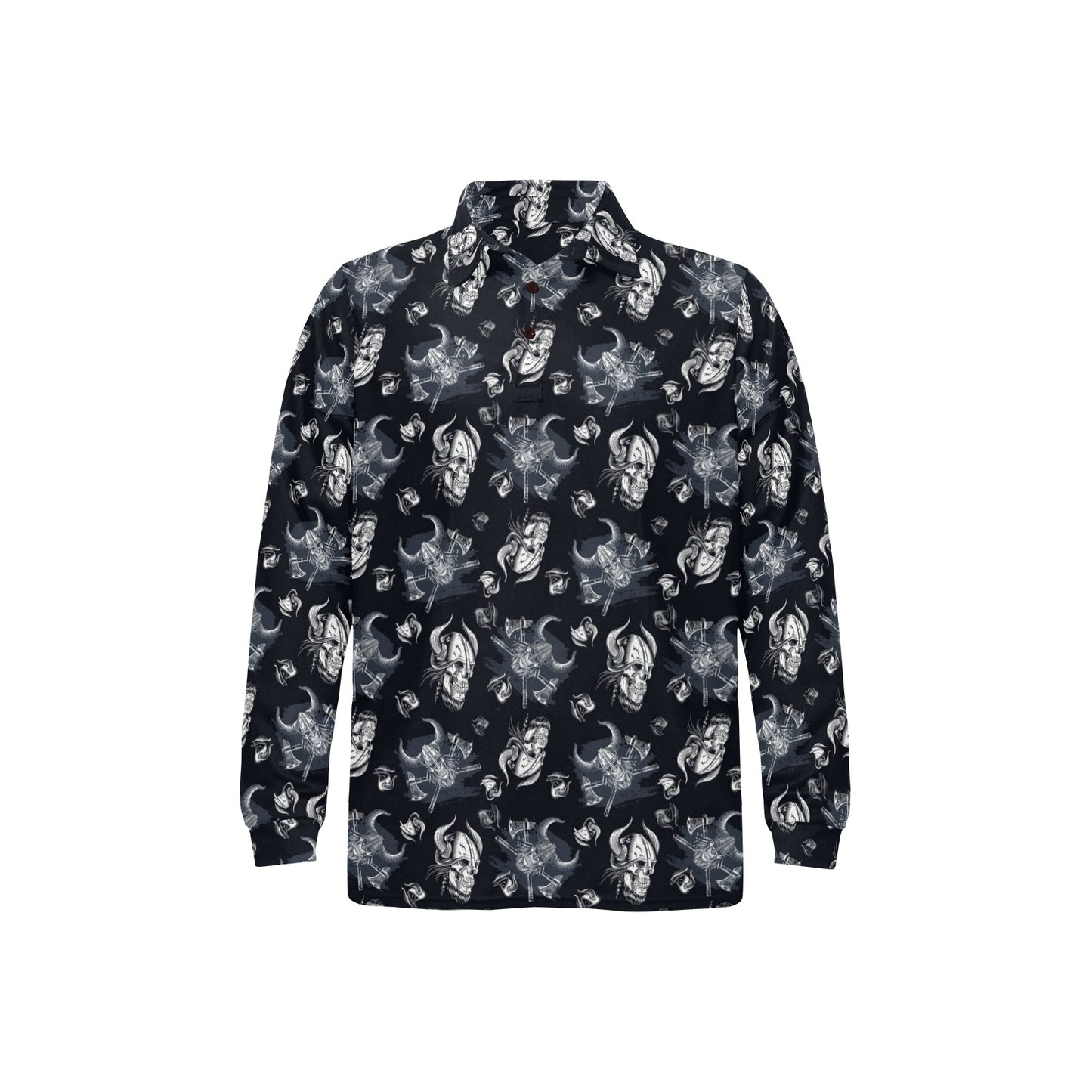 Vikings Print Design LKS304 Long Sleeve Polo Shirt For Men's