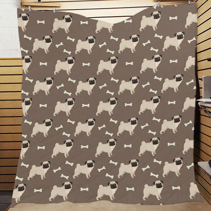 Pug Pattern Print Design A02 Premium Quilt