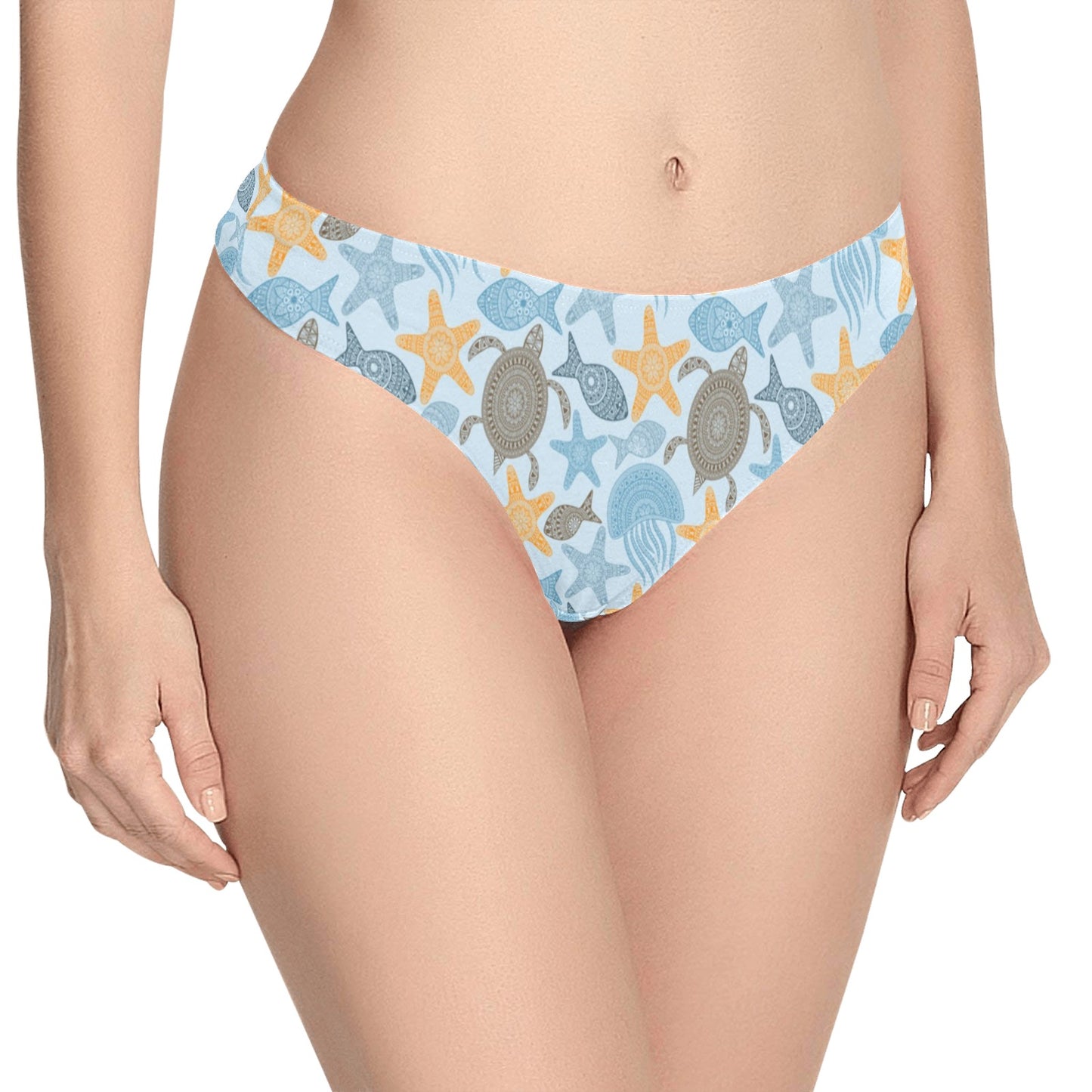 Polynesian Jellyfish Turtle Print Women's Thongs