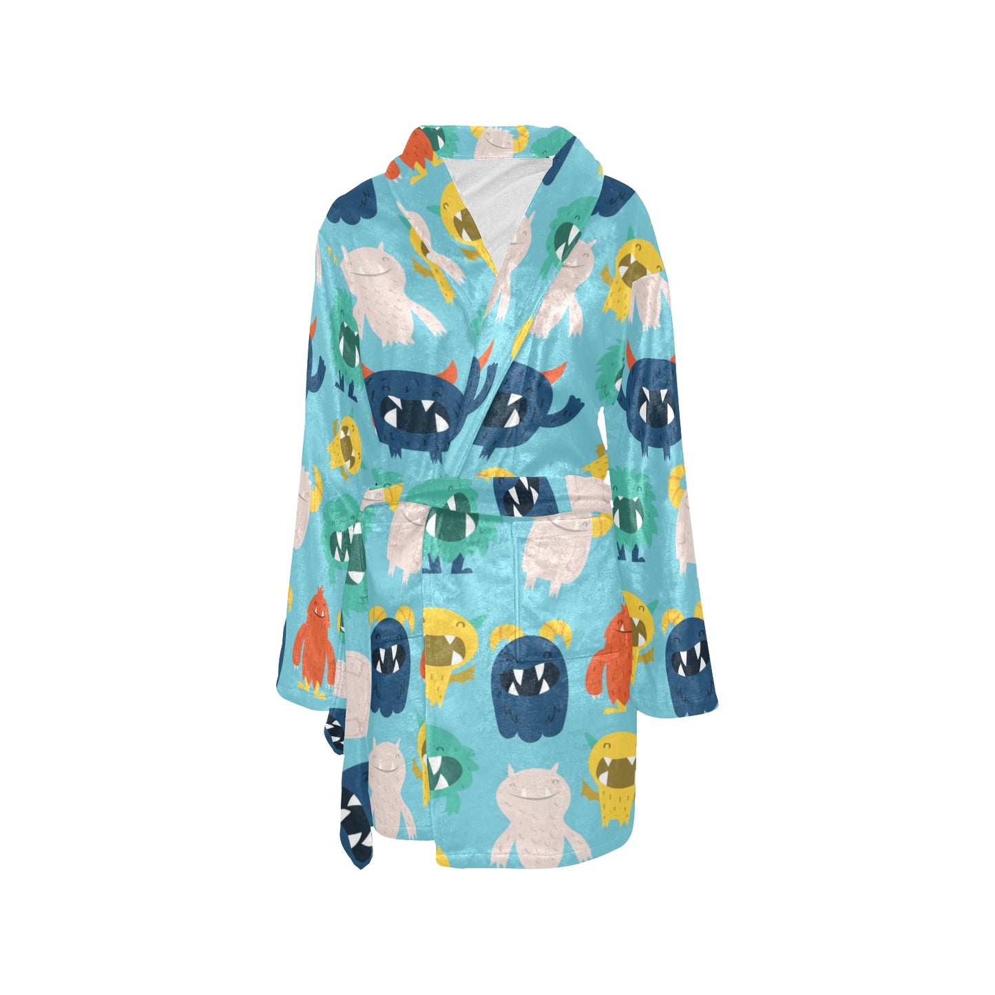 Monster Cartoon Pattern Print Design 03 Women's Fleece Robe