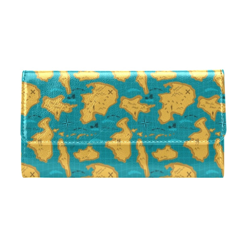 World Map Print Design LKS301 Women's Trifold Wallet