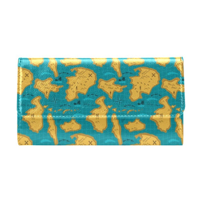 World Map Print Design LKS301 Women's Trifold Wallet