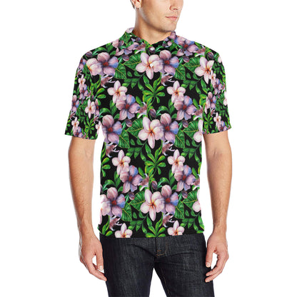 Plumeria Pattern Print Design PM01 Men Polo Shirt