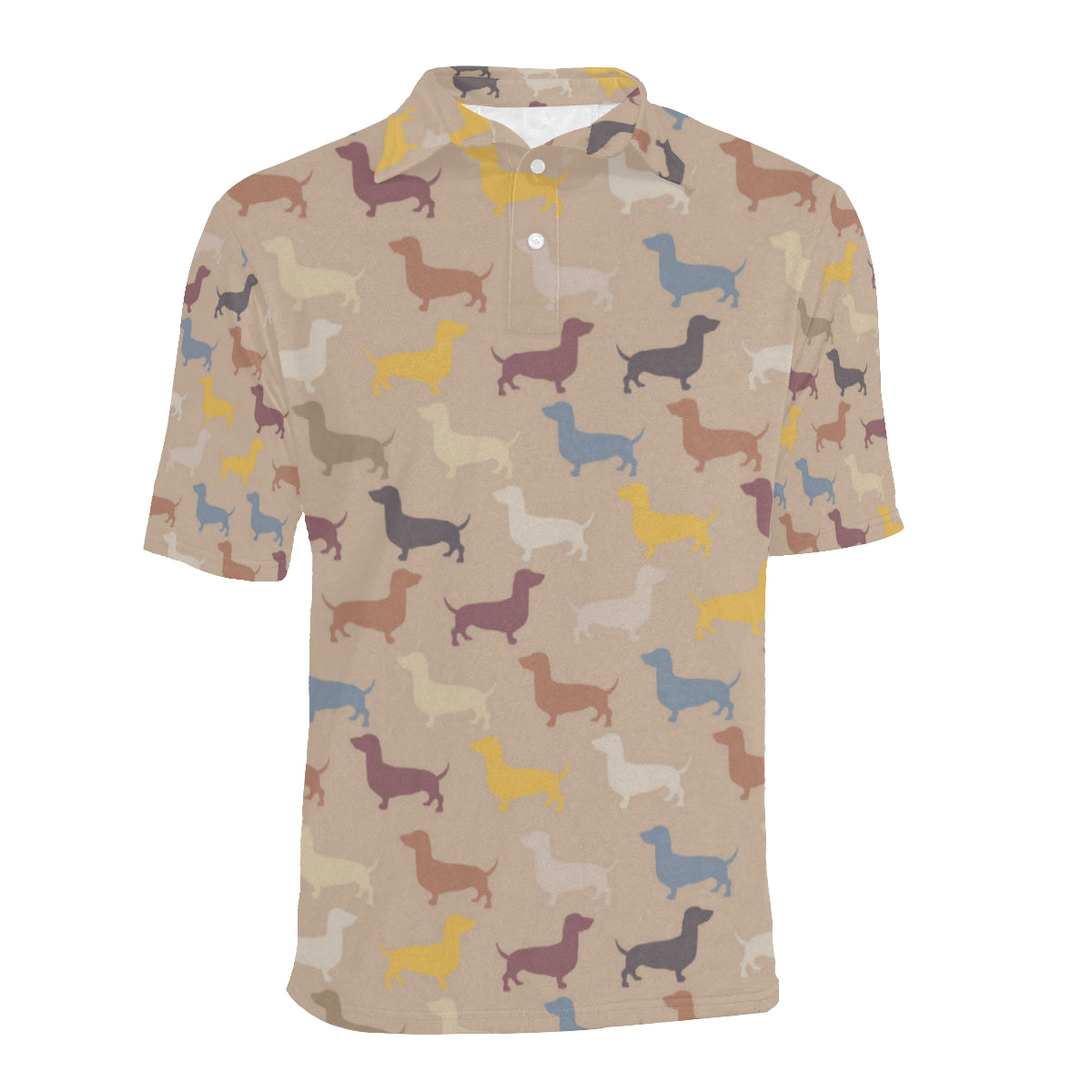 Dachshund Pattern Print Design 03 Men Polo Shirt