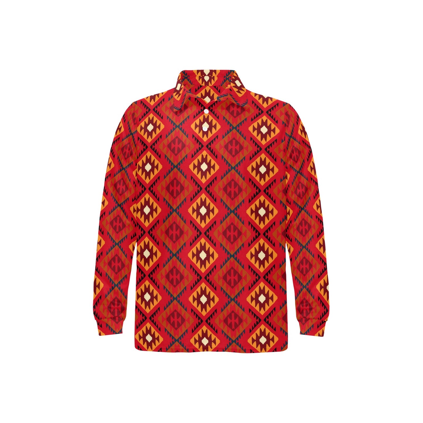 Aztec Pattern Print Design 06 Long Sleeve Polo Shirt For Men's
