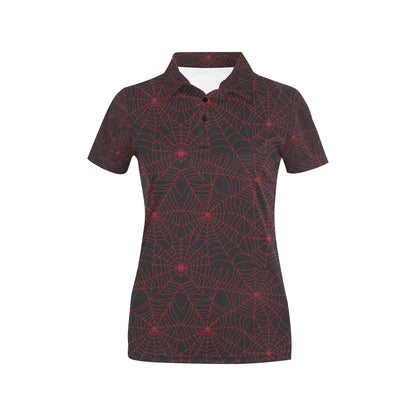 Spider Web Red Print Design LKS302 Women's Polo Shirt