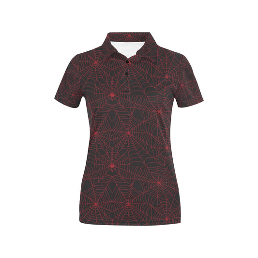 Spider Web Red Print Design LKS302 Women's Polo Shirt