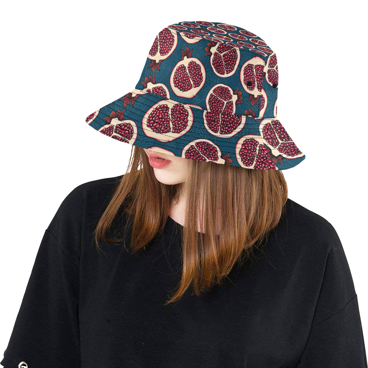 Pomegranate Pattern Print Design PG02 Unisex Bucket Hat