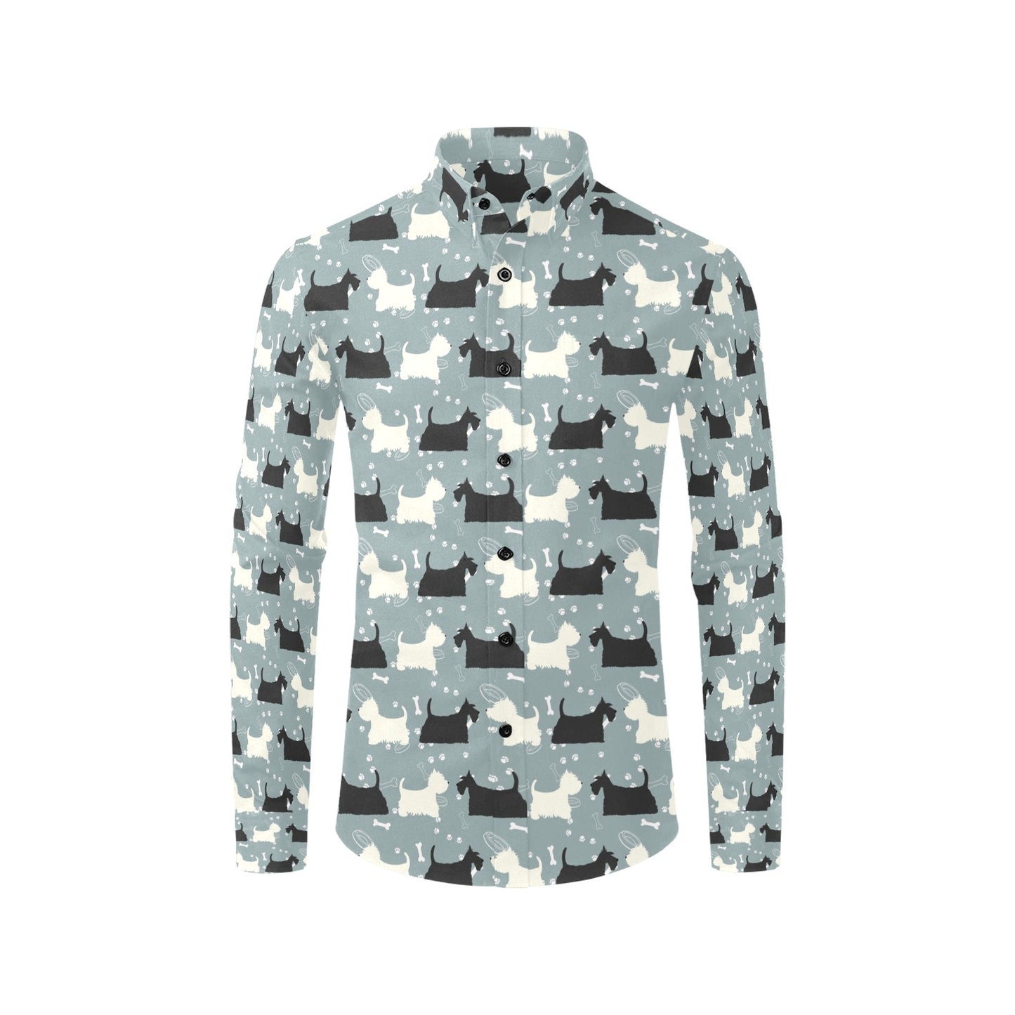 Scottish Terriers Print Design LKS301 Men's Long Sleeve Dress Shirt