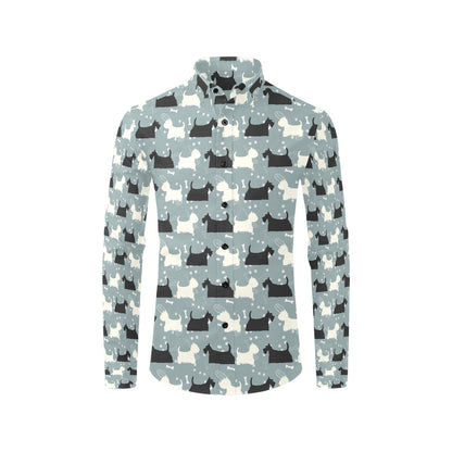 Scottish Terriers Print Design LKS301 Men's Long Sleeve Dress Shirt