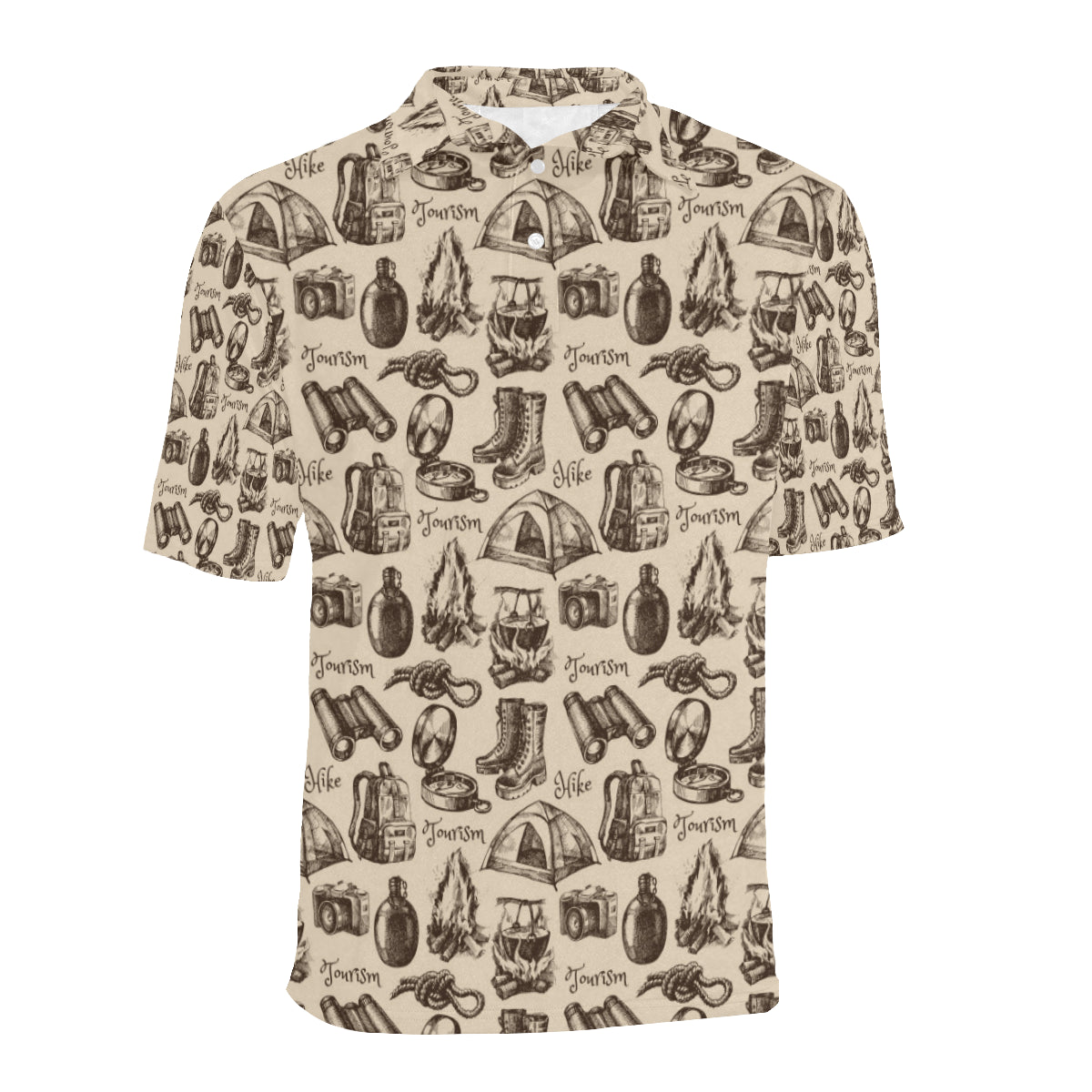 Camping Pattern Print Design 01 Men Polo Shirt