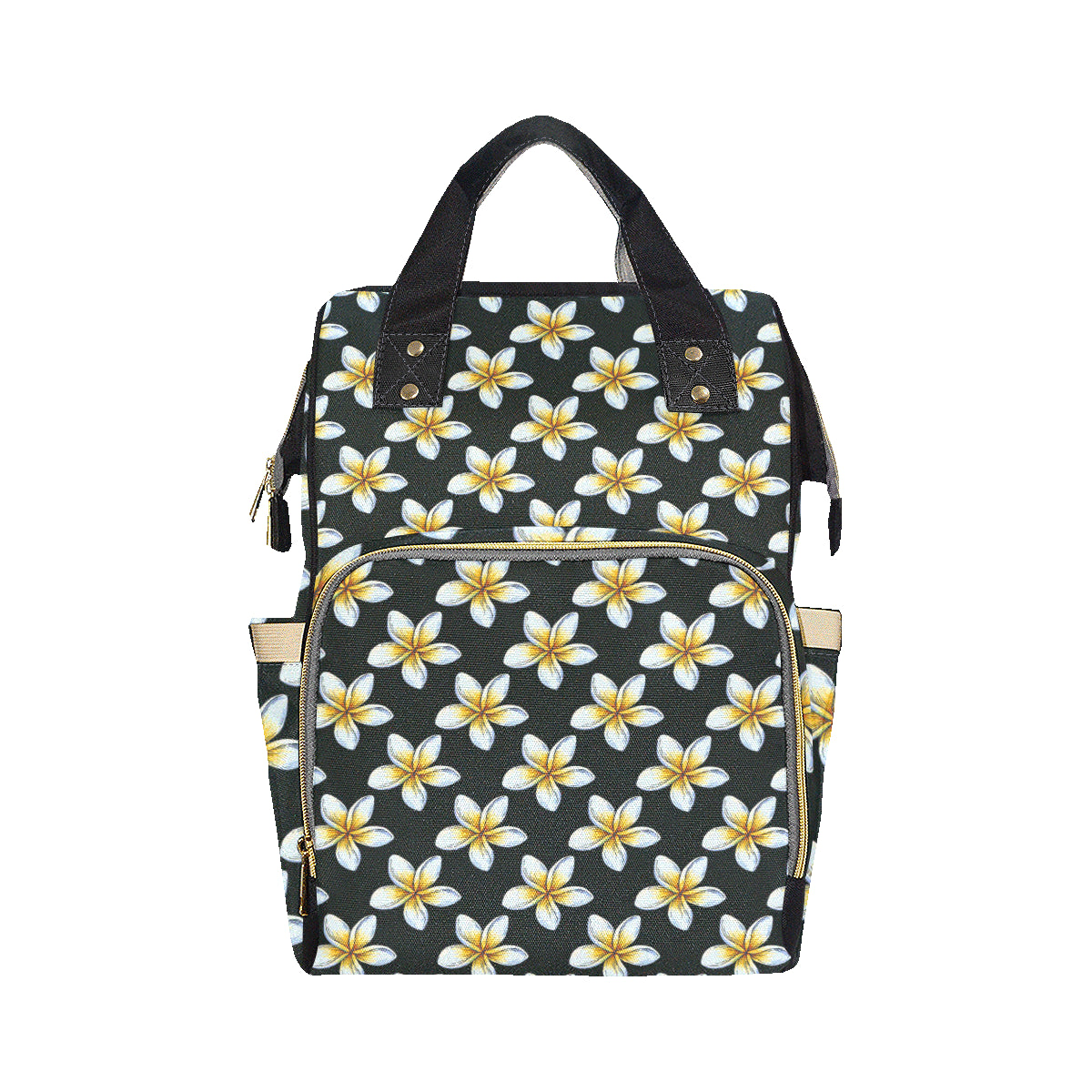 White Plumeria Pattern Print Design PM022 Diaper Bag Backpack