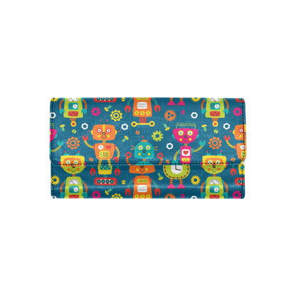 Robot Pattern Print Design A04 Women's Trifold Wallet
