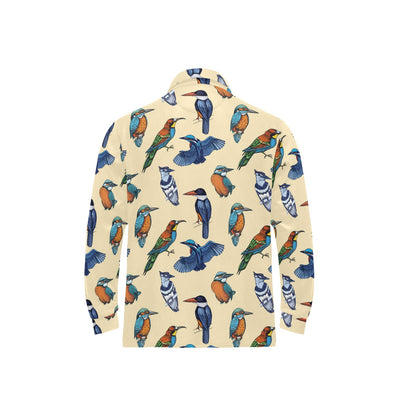 Kingfisher Bird Pattern Print Design 04 Long Sleeve Polo Shirt For Men's