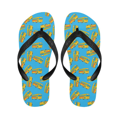 School Bus Print Design LKS302 Flip Flops