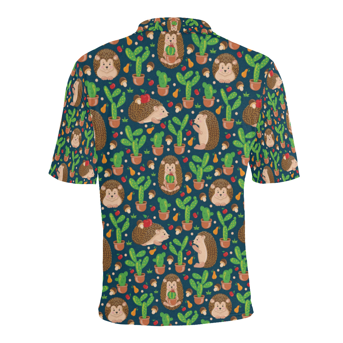 Hedgehog Cactus Pattern Print Design 04 Men Polo Shirt