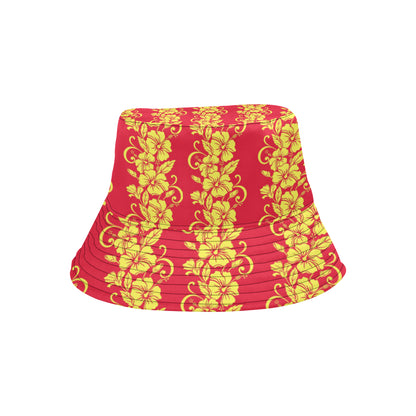 Orange Hibiscus Pattern Print Design HB018 Unisex Bucket Hat