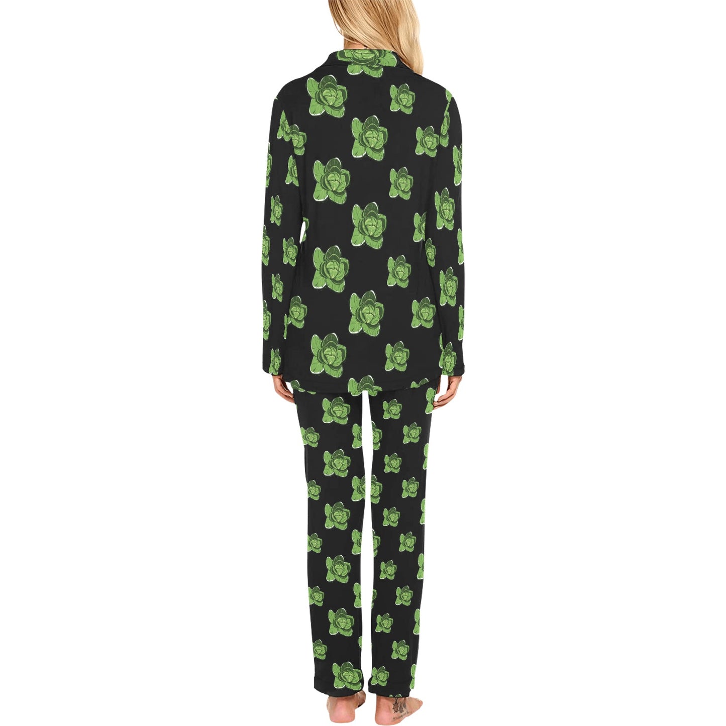 Cabbage Pattern Print Design 03 Women's Long Pajama Set
