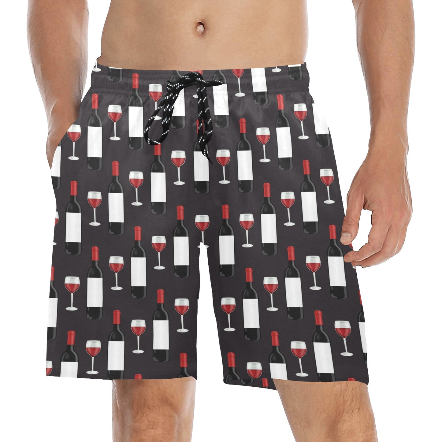 Wine Print Design LKS309 Men's Swim Trunks Beach Shorts