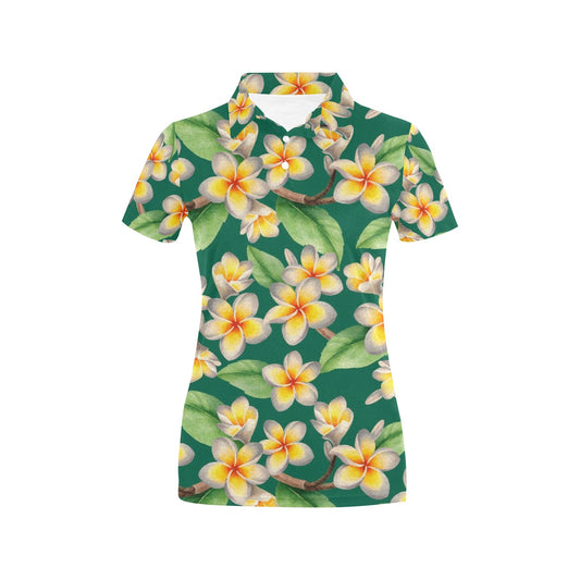 Plumeria Pattern Print Design PM07 Women's Polo Shirt