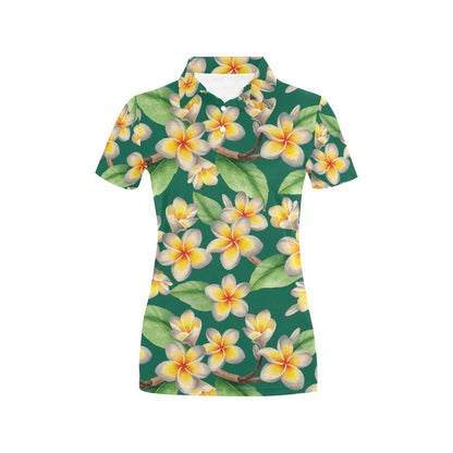 Plumeria Pattern Print Design PM07 Women's Polo Shirt