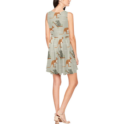 Koala Pattern Print Design 03 Sleeveless Dress