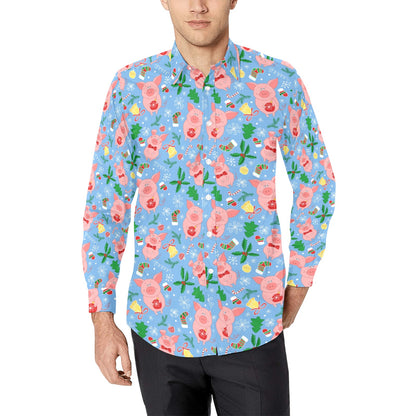 Pig Print Design LKS404 Men's Long Sleeve Dress Shirt
