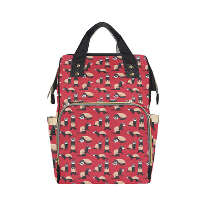 Ferret Pattern Print Design 02 Diaper Bag Backpack