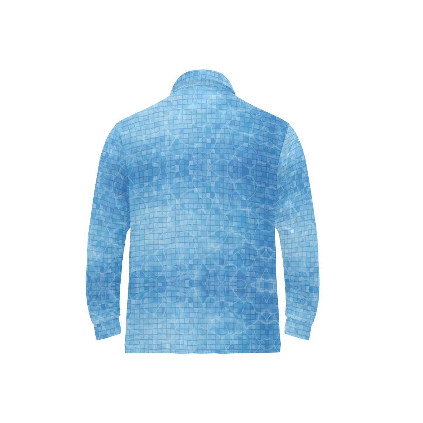Swimming Pool Print Design LKS302 Long Sleeve Polo Shirt For Men's
