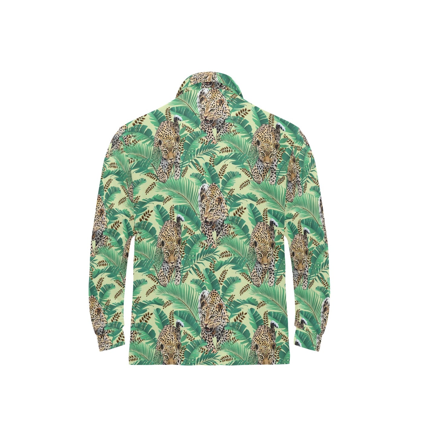 Leopard Pattern Print Design 03 Long Sleeve Polo Shirt For Men's