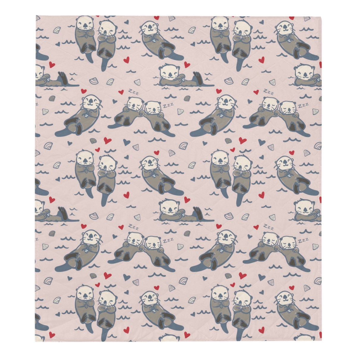Sea Otter Pattern Print Design 02 Premium Quilt