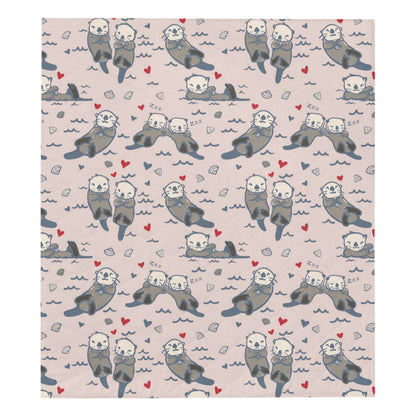 Sea Otter Pattern Print Design 02 Premium Quilt