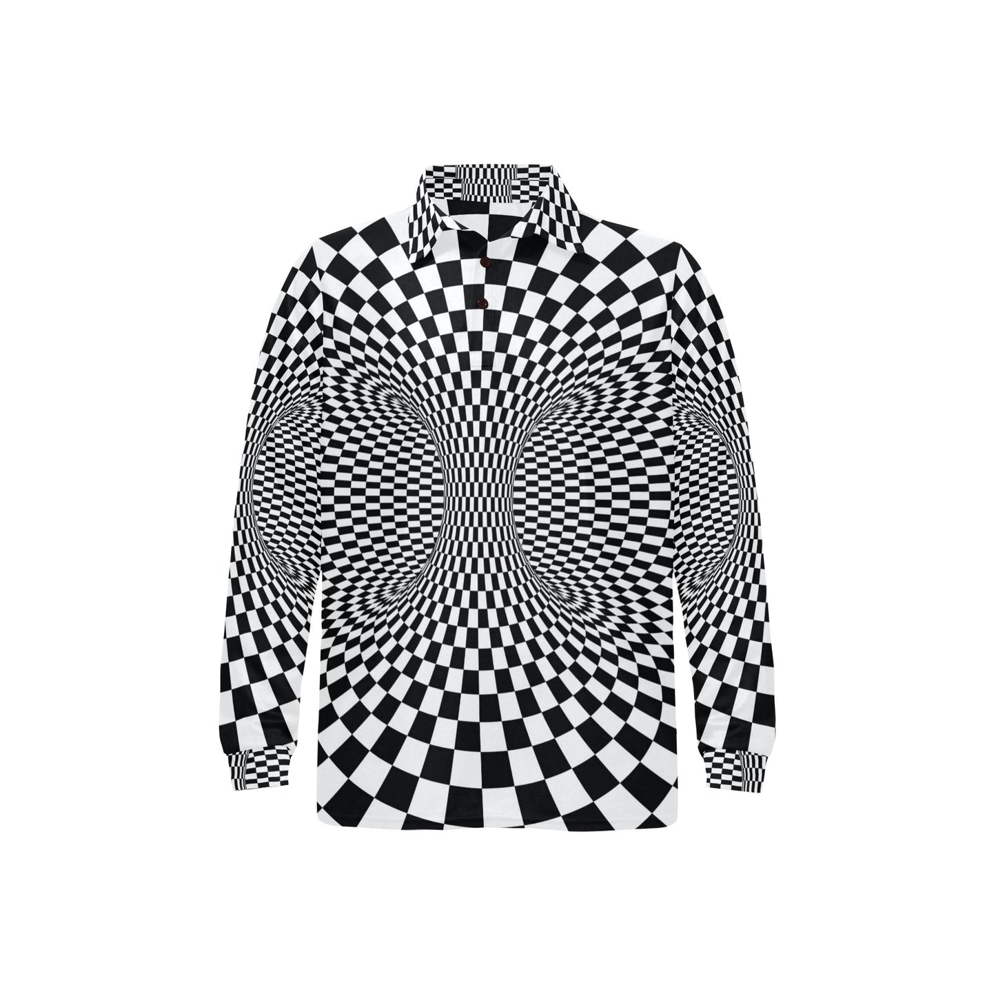 Optical illusion Projection Torus Long Sleeve Polo Shirt For Men's