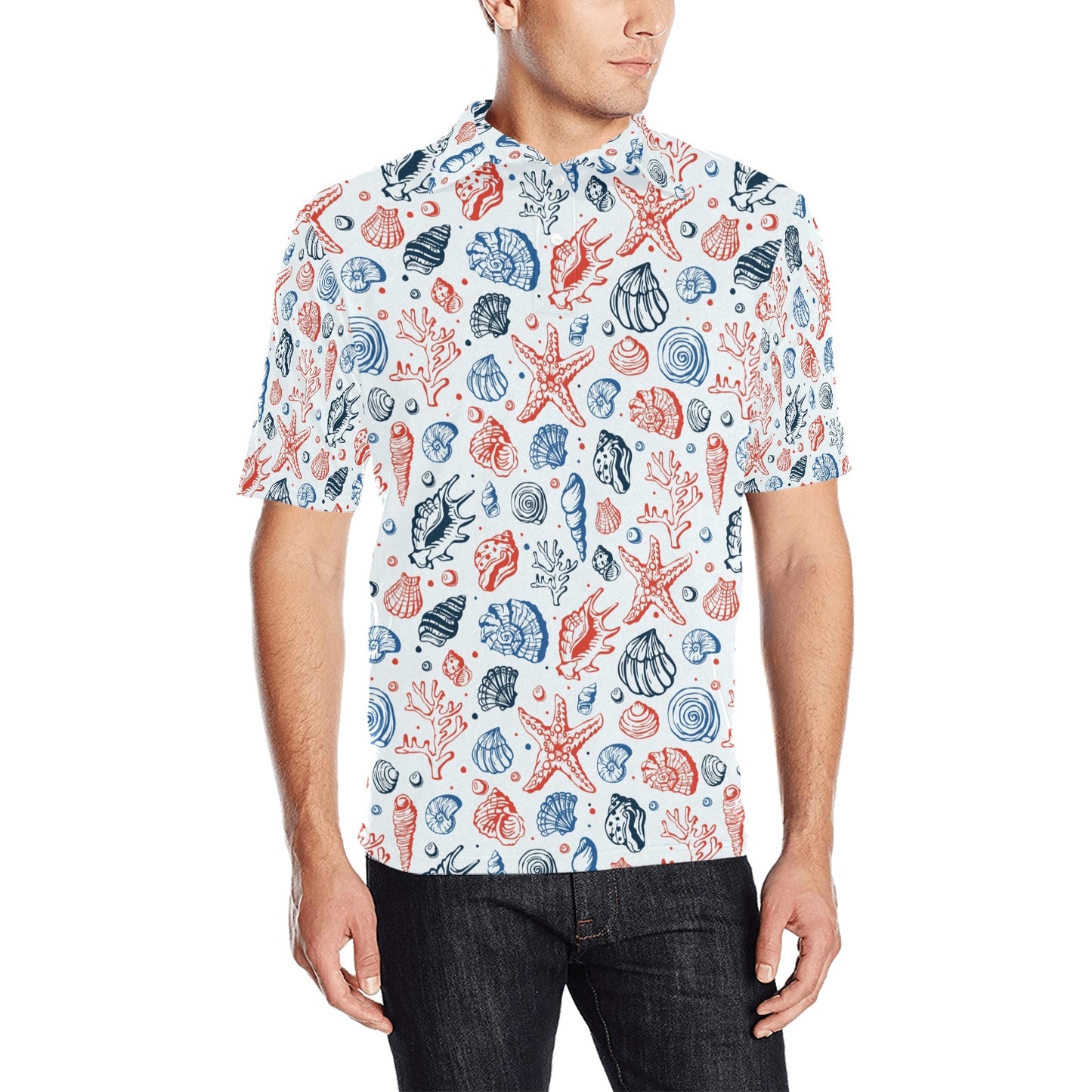 Seashell Print Design LKS307 Men Polo Shirt
